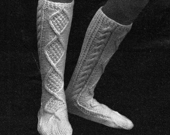 Vintage Knitting Pattern  Aran Socks  Boot Wellies Kilt Scottish Highland Dancing