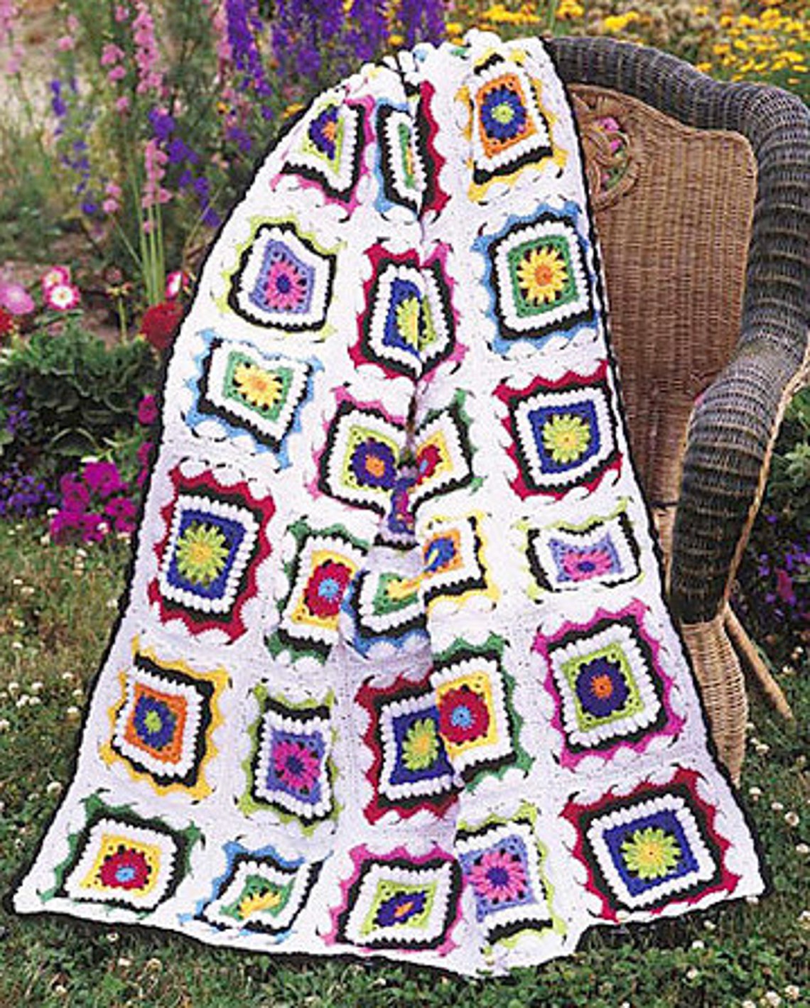 Vintage Crochet Pattern for Kaleidoscope Granny Squares Afghan Etsy