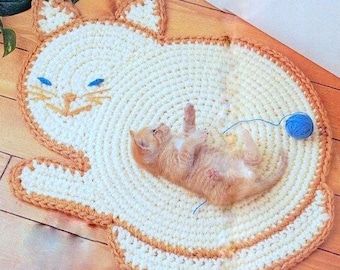 INSTANT DOWNLOAD PDF Vintage Crochet Pattern   Cat Rug Mat Pet Bed Kitten Kitty