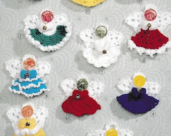 Vintage Crochet Pattern Lollipop Angels Christmas Tree Decorations Garland Tree Trims  Angel Holiday Ornament