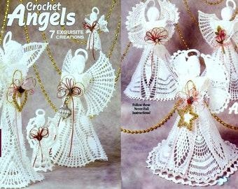 INSTANT DOWNLOAD PDF Vintage Crochet Pattern  Angels Seven Designs  Christmas Tree Mantel Table Decorations Holiday Ornament Tree Trims