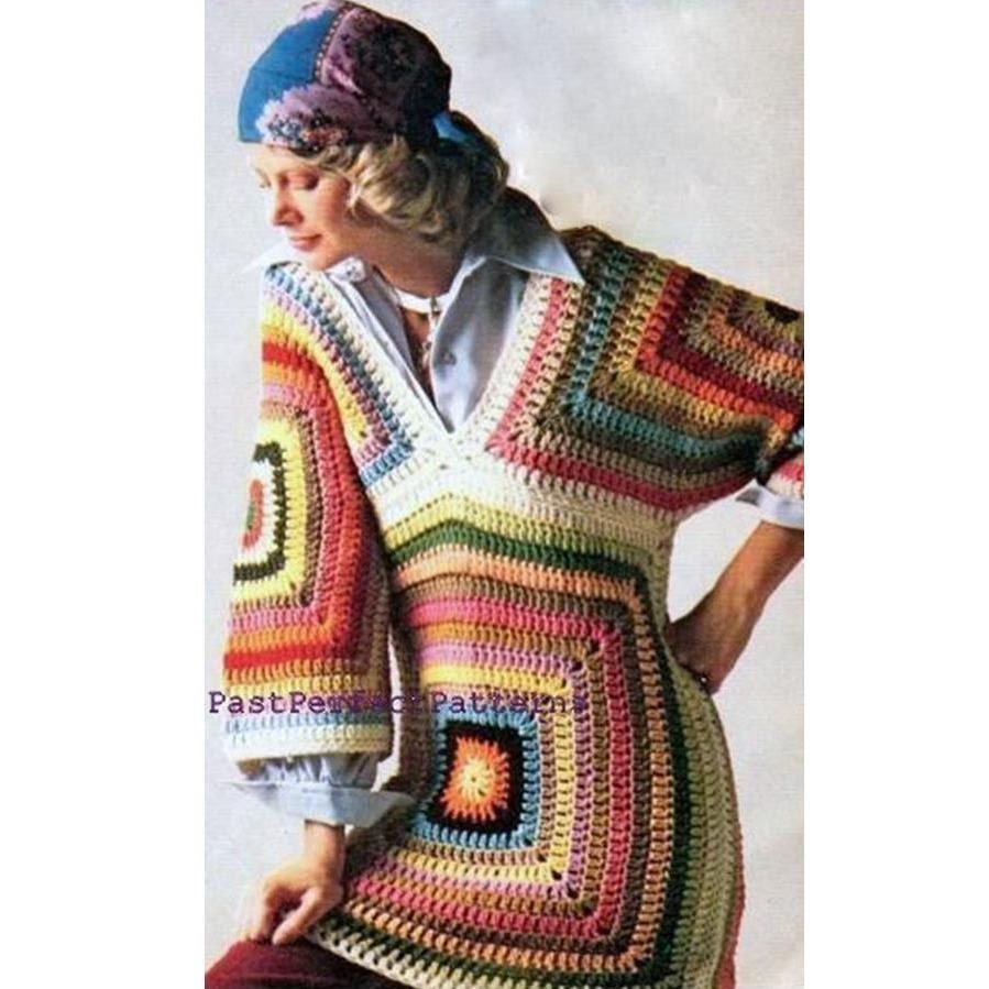 INSTANT DOWNLOAD PDF Vintage Crochet Pattern Granny Square Triangle T…