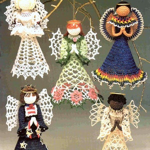 INSTANT DOWNLOAD PDF Vintage Crochet Pattern  Angels Eight Designs  Christmas Tree Decorations Holiday Ornament Tree Trims