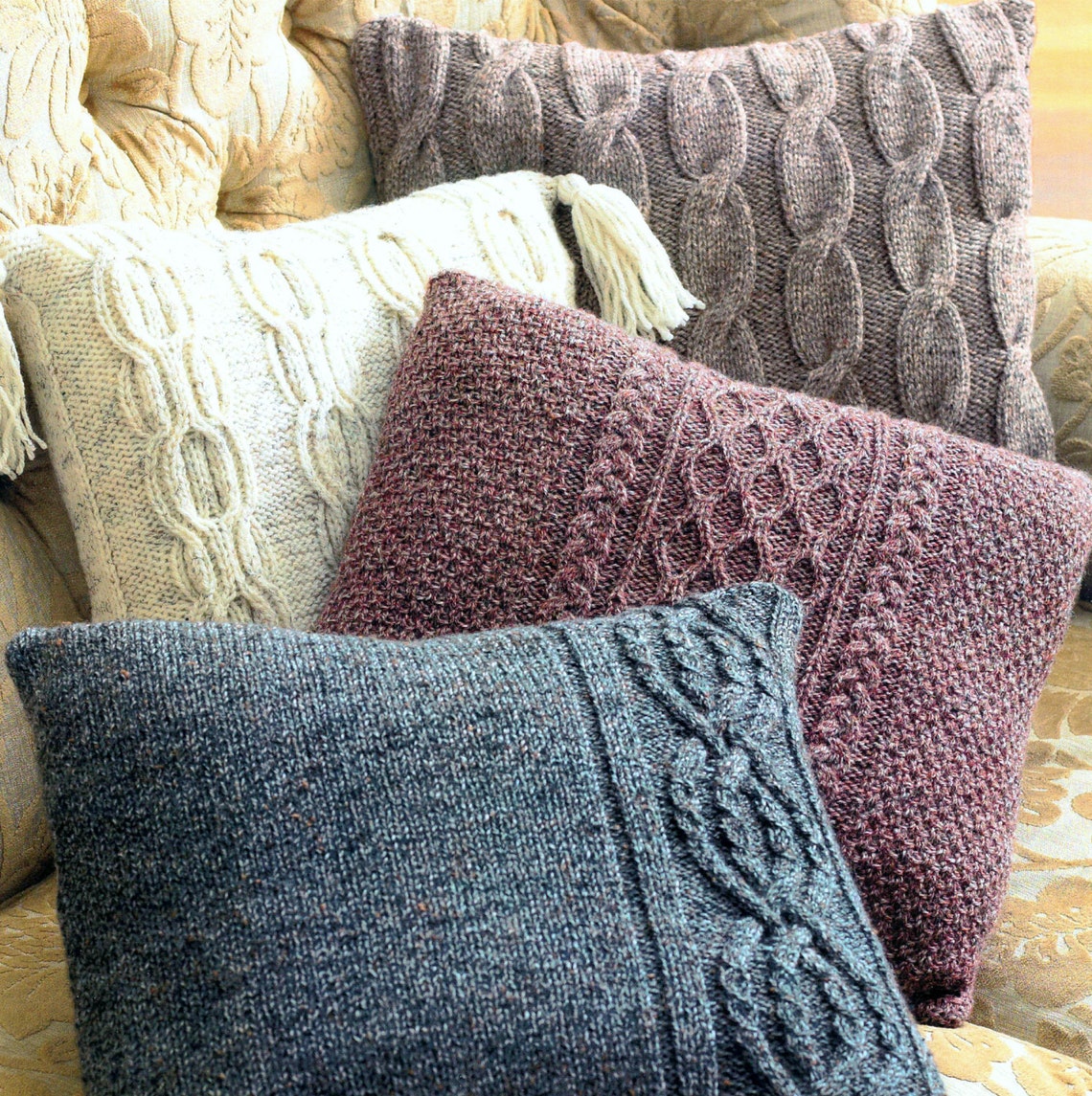 Vintage Knitting Pattern for Aran Cushions Pillows Cable Etsy