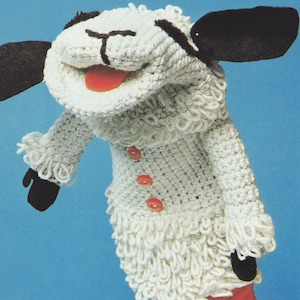 Vintage Crochet Pattern  Lambchop Glove Puppet   Toy  Sheep Lamb Chop Retro