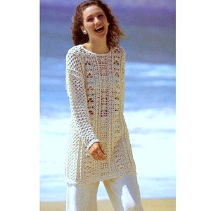 Vintage Crochet Pattern   Tunic Sweater Long Line Summer Cotton Jumper  INSTANT DOWNLOAD PD