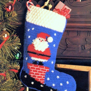 Vintage Crochet Pattern   Christmas Stocking  4 Designs Children Father Christmas Snowman  INSTANT DOWNLOAD PDF