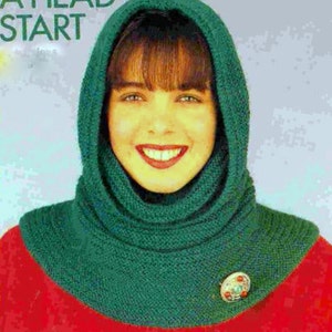 INSTANT DOWNLOAD PDF Vintage Knitting Pattern  Hooded Cowl  Snood Hood Hat Scarf   Easy Knit Double Knitting