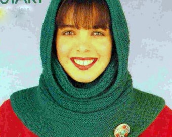 INSTANT DOWNLOAD PDF Vintage Knitting Pattern  Hooded Cowl  Snood Hood Hat Scarf   Easy Knit Double Knitting