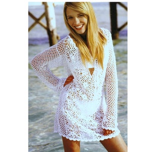 Crochet Pattern Vintage  Mesh and Flower Tunic   Beach Cover Up INSTANT DOWNLOAD PDF