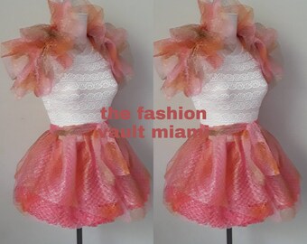 Set Inspired Princess Peach Apron Tutu Shrug Cosplay Manga Steampunk Burning man Circus Anime Effie dance costume