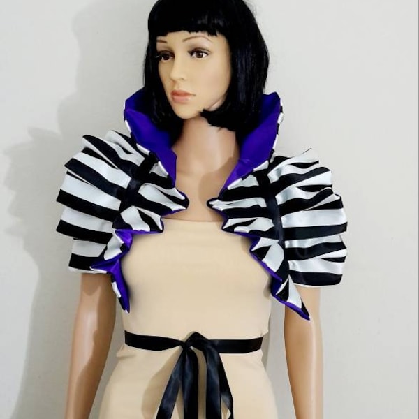 Deep Purple Cosplay Burlesque Ringmaster Harley Quinn Circus Collar shrug Manga Burningman Anime Mardi gras