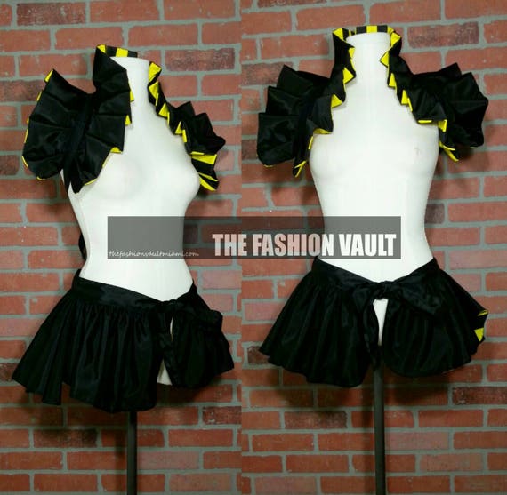 Bumble bee dance costume burlesque bustle skirt and collar etsy