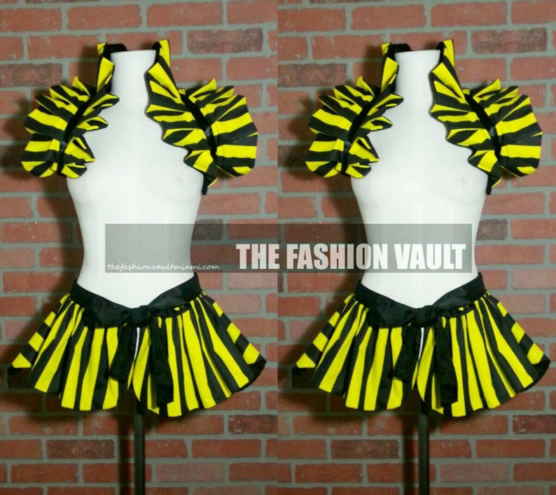 Bumble bee dance costume burlesque bustle skirt and collar etsy