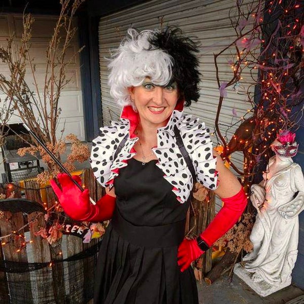 Collar Shrug Cosplay Costume Dalmatians Cruella de Vil Carnival Ringmaster Burlesque Manga Burningman Circus