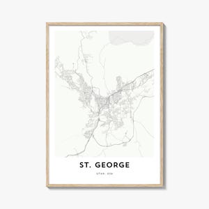 Map of St George Print, St George Map Gift, St George Poster, City Map Artwork for Home & Office, Utah