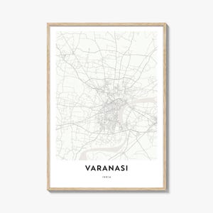 Map of Varanasi Print, Varanasi Map Gift, Varanasi Poster, City Map Artwork for Home & Office, India