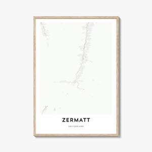 Mapa de Zermatt Impressão, Mapa de Zermatt Presente, Cartaz de Zermatt, Mapa da Cidade Arte para Casa e Escritório, Suíça