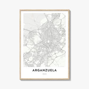 Karte von Arganzuela Print, Arganzuela Karte Geschenk, Arganzuela Poster, Stadt Karte Kunstwerk für Zuhause & für das Büro, Spanien