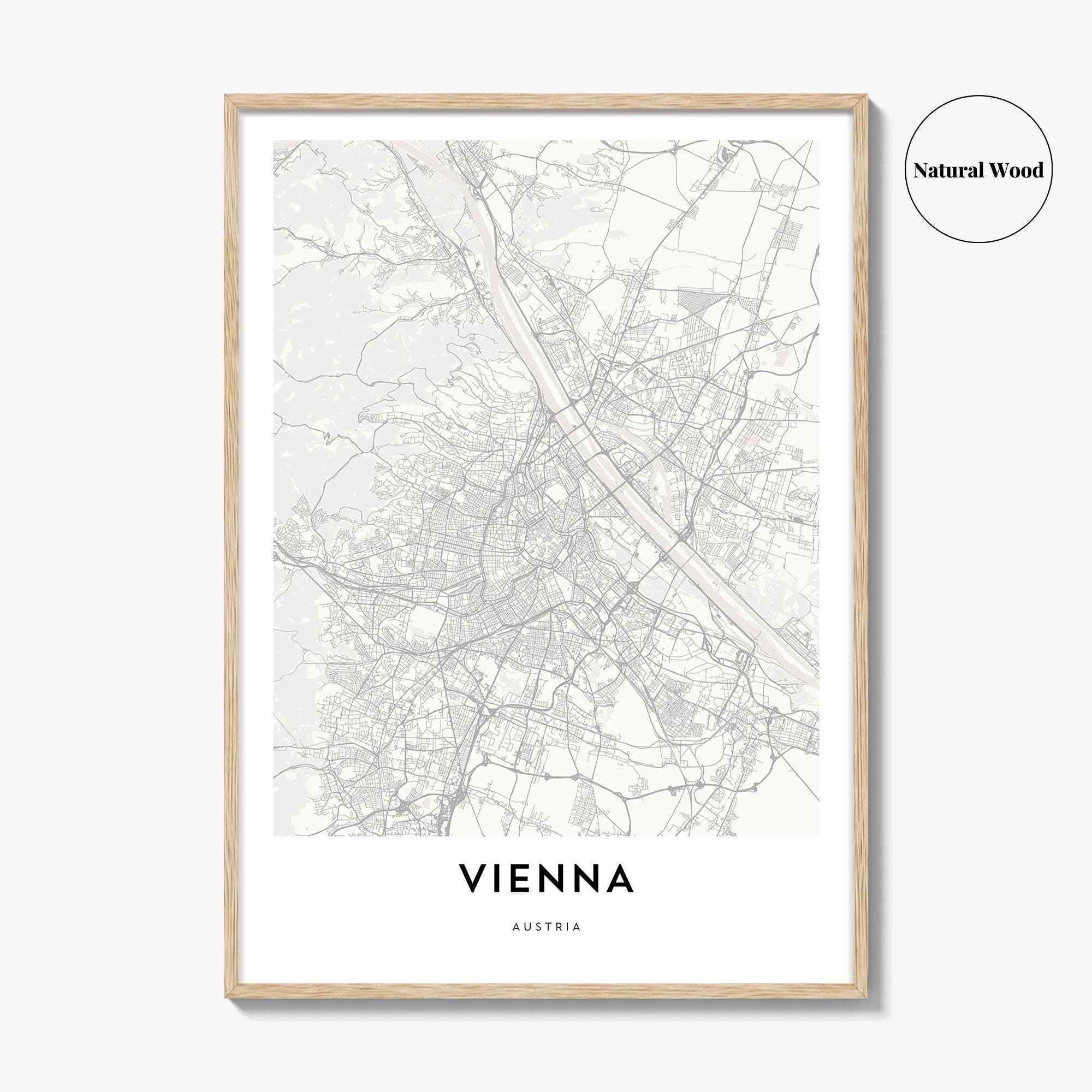 Vienna Map Poster Print, Wien Wall Art, Austria Decor, Danube City