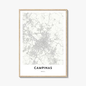 Mapa de Campinas Impresión, Regalo de mapa de Campinas, Cartel de Campinas, Arte del mapa de la ciudad para el hogar y la oficina, Brasil