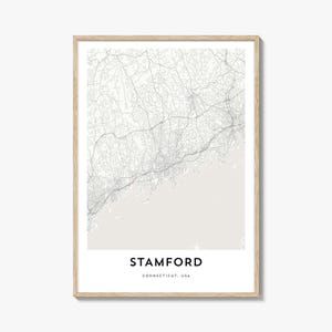 Map of Stamford Print, Stamford Map Gift, Stamford Poster, City Map Artwork for Home & Office, Connecticut