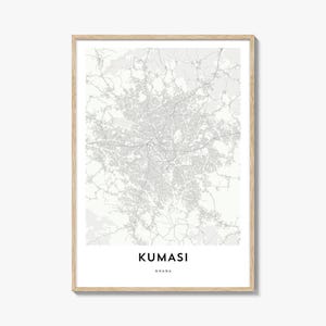 Map of Kumasi Print, Kumasi Map Gift, Kumasi Poster, City Map Artwork for Home & Office, Ghana