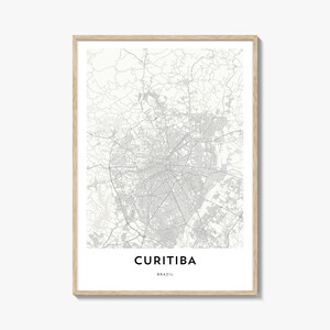 Impresión del mapa de Curitiba, regalo del mapa de Curitiba, póster de Curitiba, obra de arte del mapa de la ciudad para el hogar y la oficina, Brasil