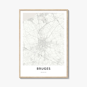 Map of Bruges Print, Bruges Map Gift, Bruges Poster, City Map Artwork for Home & Office, Belgium