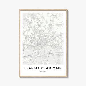 Impresión del mapa de Frankfurt am Main, regalo del mapa de Frankfurt am Main, póster de Frankfurt am Main, obra de arte del mapa de la ciudad para el hogar y la oficina, Alemania