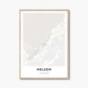 Impression de carte de Nelson, cadeau de carte de Nelson, affiche de Nelson, oeuvre d'art de plan de la ville pour la maison et le bureau, Nouvelle-Zélande