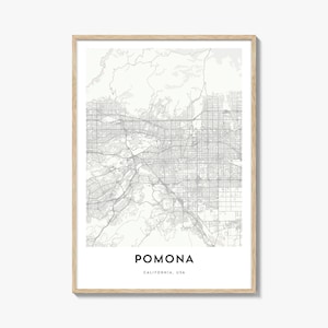 Map of Pomona Print, Pomona Map Gift, Pomona Poster, City Map Artwork for Home & Office, California
