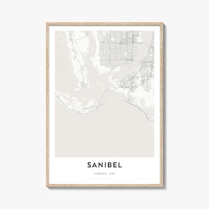 Map of Sanibel Print, Sanibel Map Gift, Sanibel Poster, City Map Artwork for Home & Office, Florida