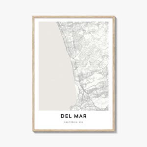 Map of Del Mar Print, Del Mar Map Gift, Del Mar Poster, City Map Artwork for Home & Office, California