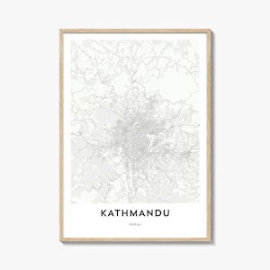 Map of Kathmandu Print, Kathmandu Map Gift, Kathmandu Poster, City Map Artwork for Home & Office, Nepal
