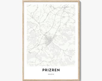 Map of Prizren Print, Prizren Map Gift, Prizren Poster, City Map Artwork for Home & Office, Kosovo