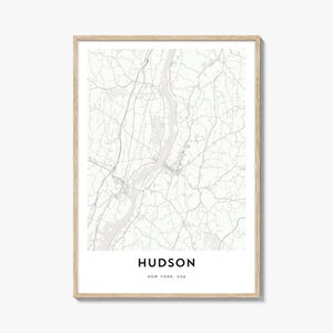 Impression de carte d'Hudson, cadeau carte d'Hudson, affiche d'Hudson, oeuvre d'art de plan de la ville pour la maison et le bureau, New York