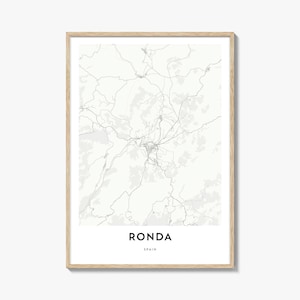 Karte von Ronda Print, Ronda Karte Geschenk, Ronda Poster, Stadt Karte Kunstwerk für Zuhause & im Büro, Spanien