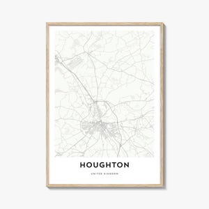 Map of Houghton Print, Houghton Map Gift, Houghton Poster, City Map Artwork for Home & Office, United Kingdom