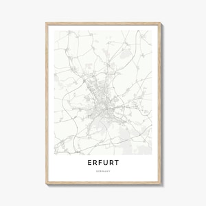 Erfurt Map Poster Print, Thuringia Wall Art, Germany Decor, Historic City Street Artwork