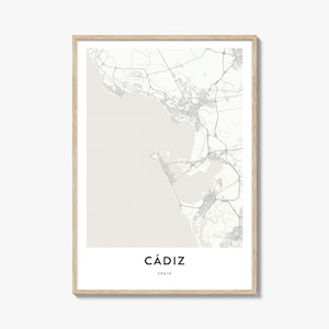 Map of Cadiz Print, Cadiz Map Gift, Cadiz Poster, City Map Artwork for Home & Office, Spain