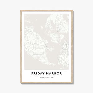 Kaart van Friday Harbor-print, Friday Harbor-kaartcadeau, Friday Harbor-poster, kunstwerk stadsplattegrond voor thuis en op kantoor, Washington