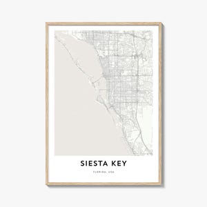 Kaart van Siesta Key-print, Siesta Key-kaartcadeau, Siesta Key-poster, kunstwerk stadsplattegrond voor thuis en op kantoor, Florida