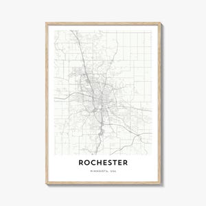 Map of Rochester Minnesota Print, Rochester Map Gift, Rochester Poster, City Map Artwork for Home & Office,