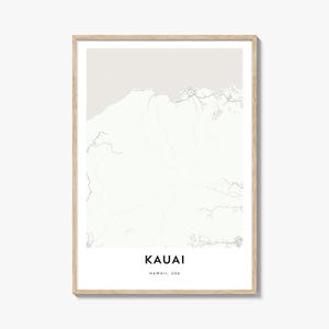 Map of Kauai Print, Kauai Map Gift, Kauai Poster, City Map Artwork for Home & Office, Hawaii