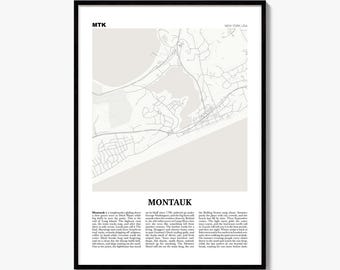 Montauk-Stadtplan als Kunstdruck, Zeitungsposter, Wanddekoration für Stadtreisende