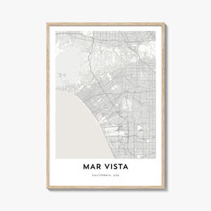 Map of Mar Vista Print, Mar Vista Map Gift, Mar Vista Poster, City Map Artwork for Home & Office, California