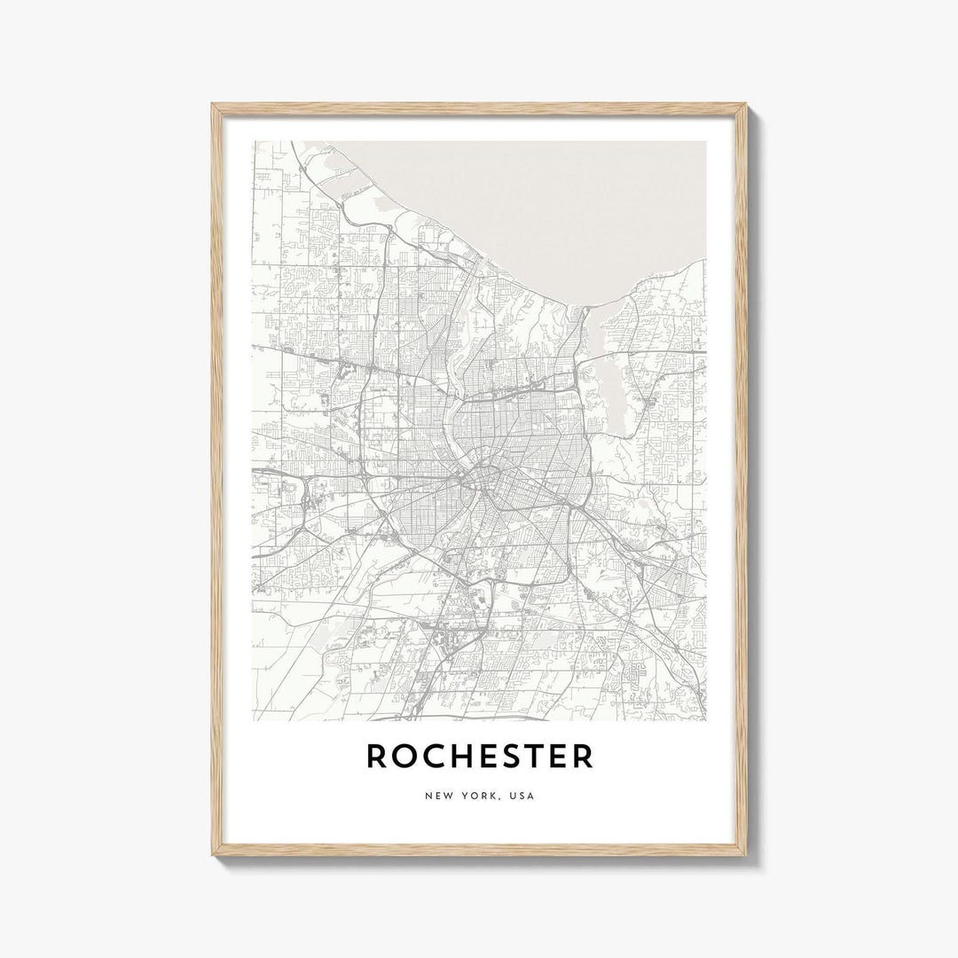 Rochester Map Poster Print, Flower City Wall Art, New York Decor, USA ...