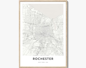 Rochester Map Poster Print, Flower City Wall Art, New York Decor, USA City Street