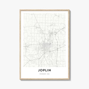 Mapa de Joplin, impressão, presente de mapa de Joplin, pôster de Joplin, arte de mapa da cidade para casa e escritório, Missouri